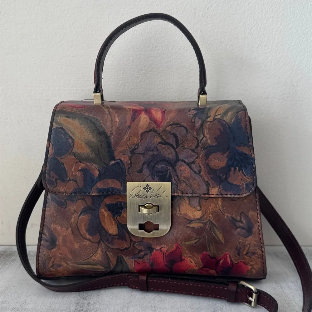 PATRICIA NASH Leather Chauny Top Handle Satchel Sienna Sunset Crossbody